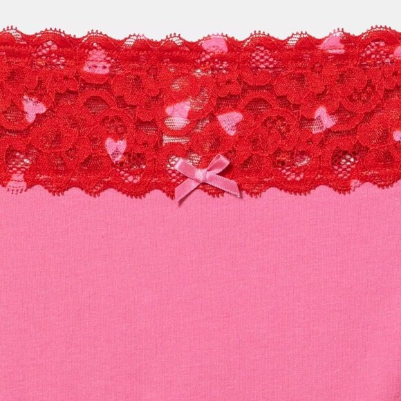 Torrid Panties 0X (L) Brief Pink Red Cotton Lace Heart Waistband Underwear Plus - Picture 3 of 3